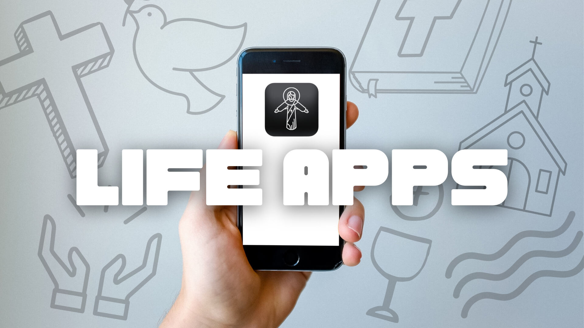 Hand holding phone with life apps on screen